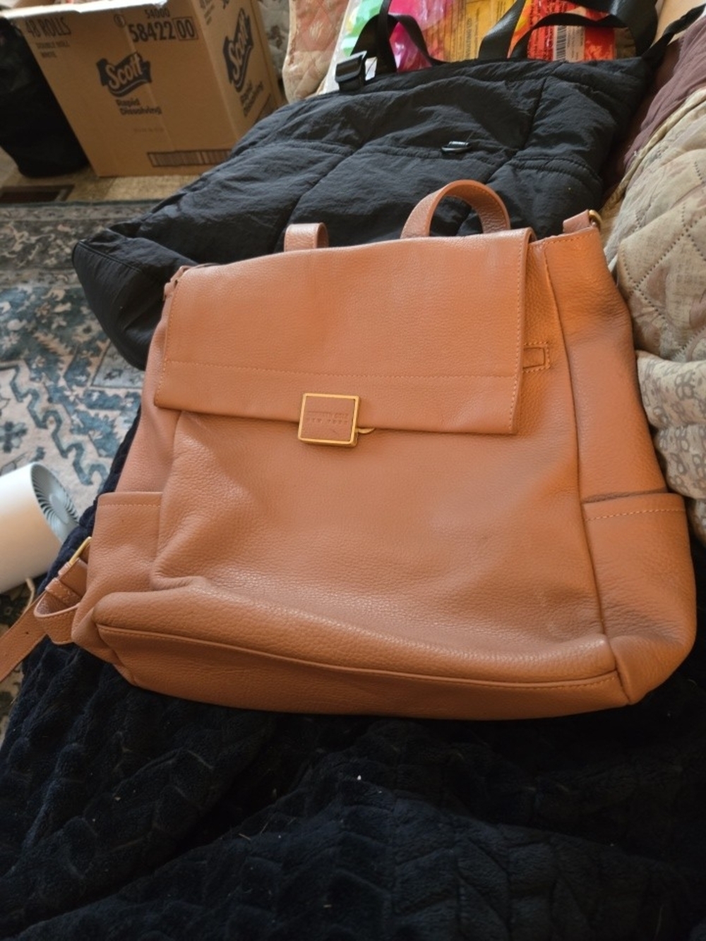 The Kenneth Cole‎ Christie Backpack Convertible Shoulder-Bag in Pebble Leather